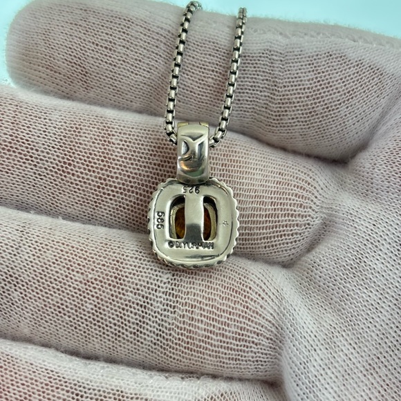 David Yurman Small Albion Pendant Necklace with Citrine 16" - Picture 3 of 9